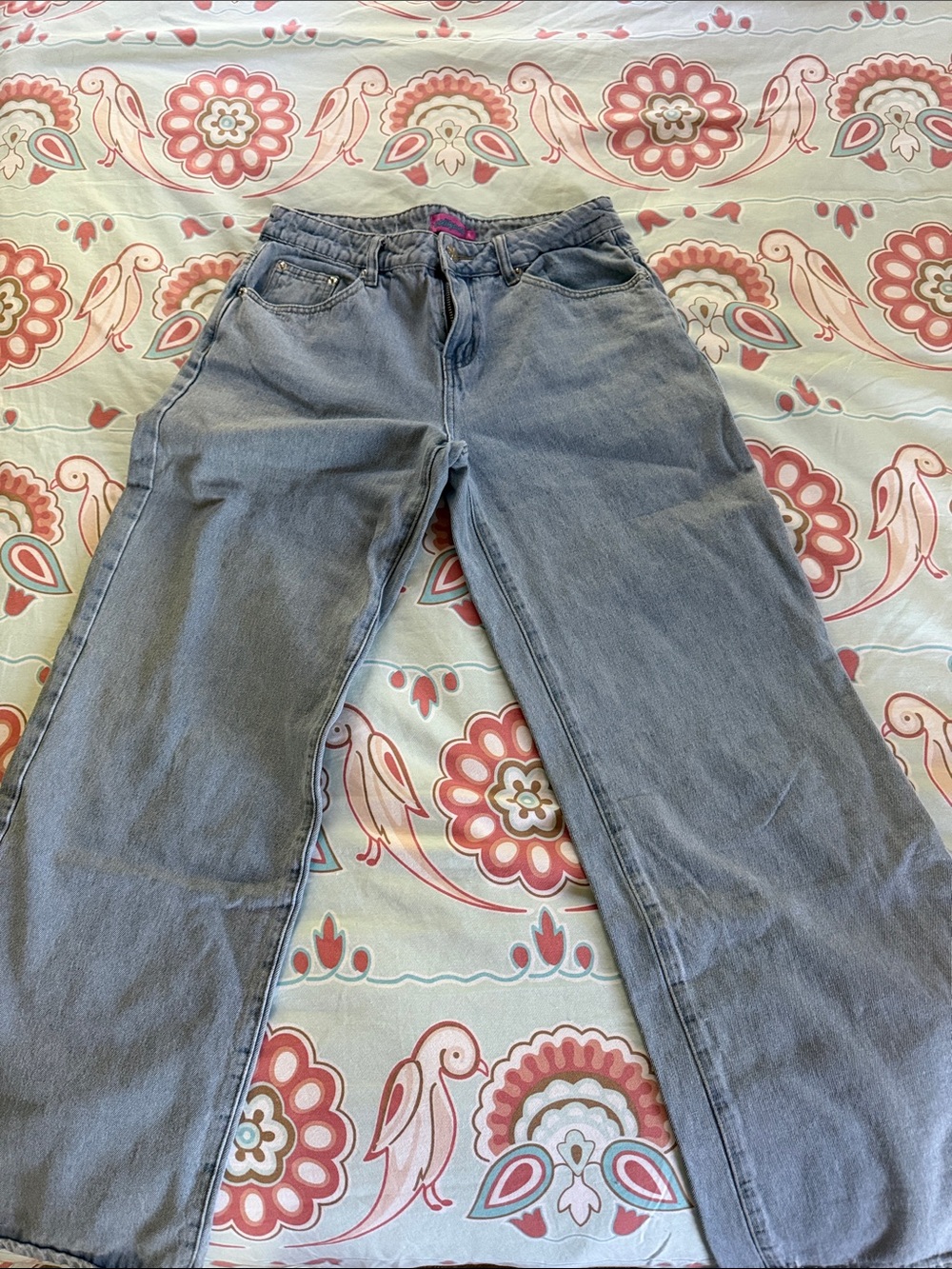 Edikted Wide Leg Medium Denim Jeans